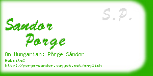 sandor porge business card