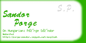 sandor porge business card